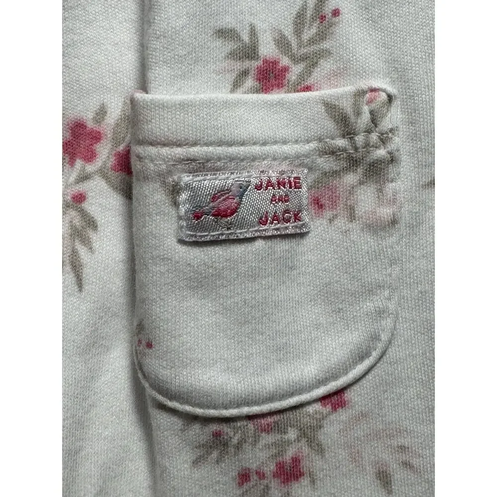 Janie and Jack Baby Girl Floral Romper 12-18 Months Peter Pan Collar Long Sleeve